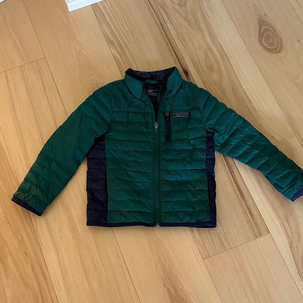 Vineyard Vines Kids Green and Navy Puffer Jacket